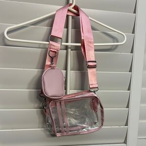 Clear Pink Crossbody Bag with Boxy Design